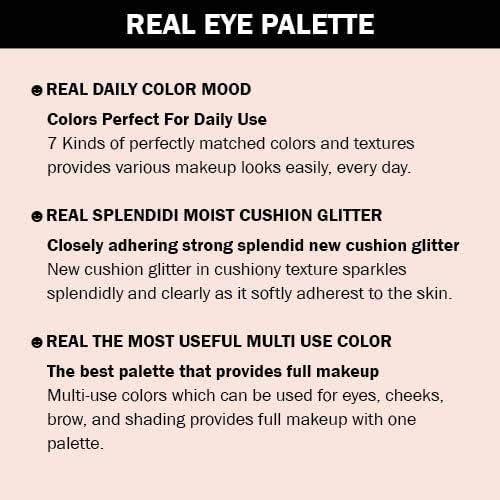 Espoir Real Eye Palette #1 Peachy Like (Warm Peach Color Filter) | Multi-Use Long-Lasting Colors with Sparkling Glitter for Eyeshadow Base and Cheeks Makeup