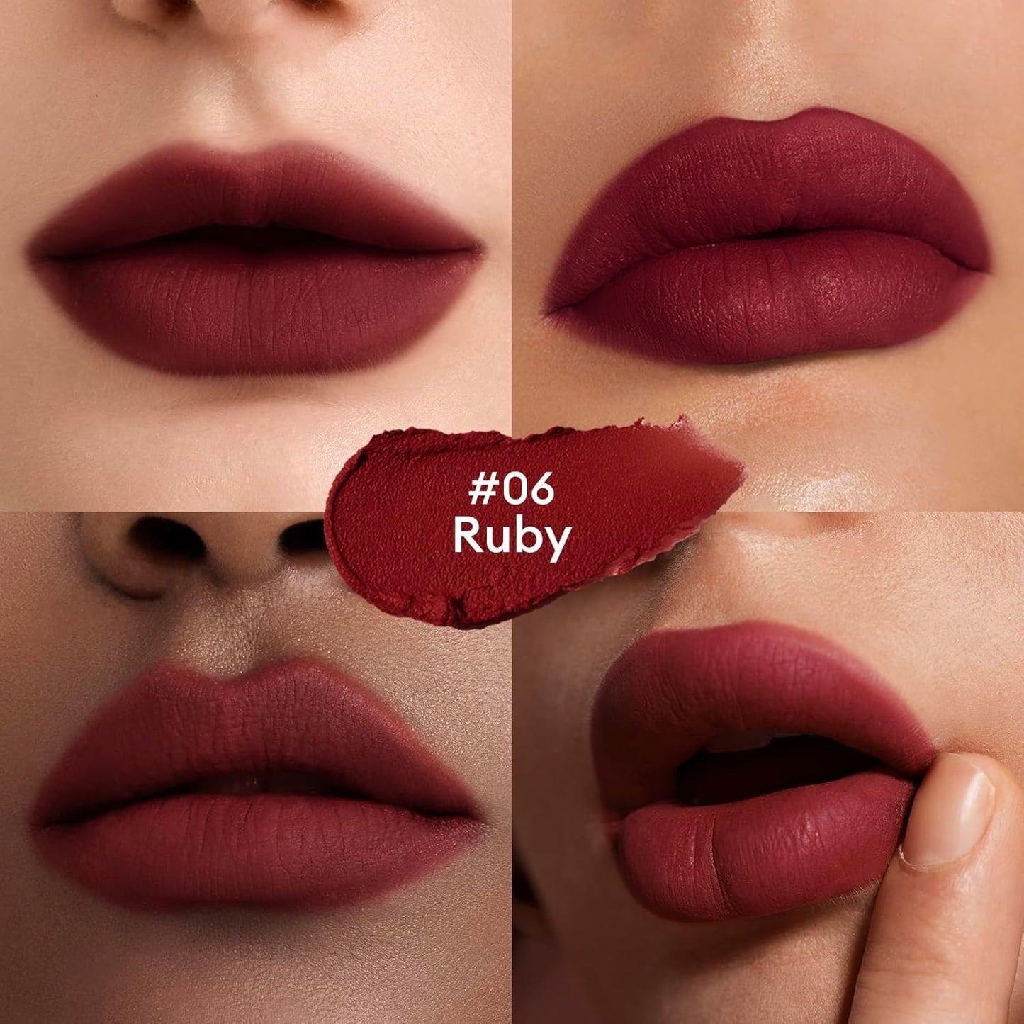 ITY Velvet Matte Finish Lip Stain-Mousse Textured Lip Clay, Red Shade, Conceals Lip Lines, Rich Pigment Lip Tint Lipsticks, 0.14 oz (4g) in Earthy, Ruby.