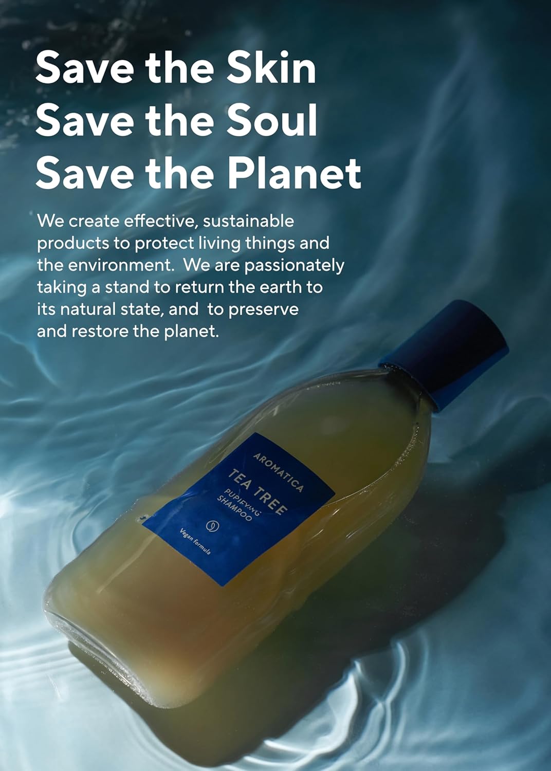 AROMATICA Clarifying Tea Tree Shampoo, Organic Tea Tree Oil, Natural, Dandruff, and Itchy Scalp Care, scalp exfoliator, for Men & Women, include Mint and Peppermint, Sulfate Free, Vegan, 13.5 fl oz