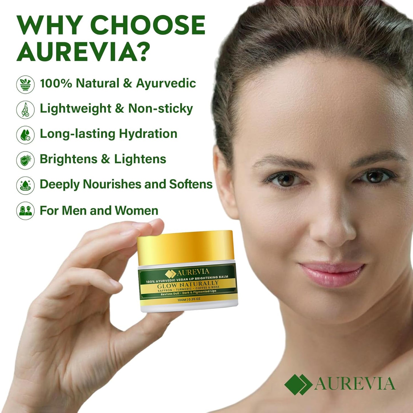 Vegan Ayurvedic Lip Balm β Naturally Lightens Dark Lips & Brightens Tones β Deeply Hydrating & Moisturizing for Dry, Chapped Lips β Plant-Based