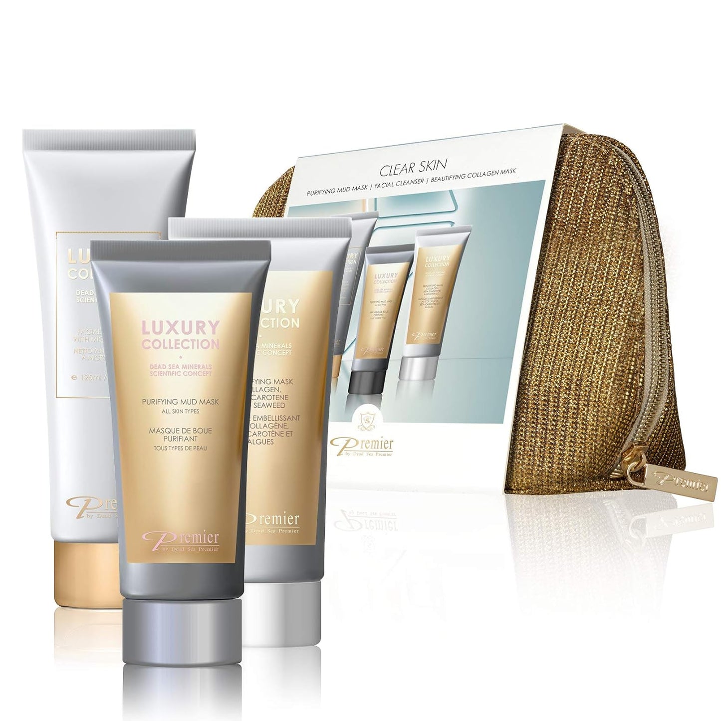 Premier Dead Sea Classic Clear Skin Kit Mud Mask + Moisturizing Collagen Mask + Facial peeling