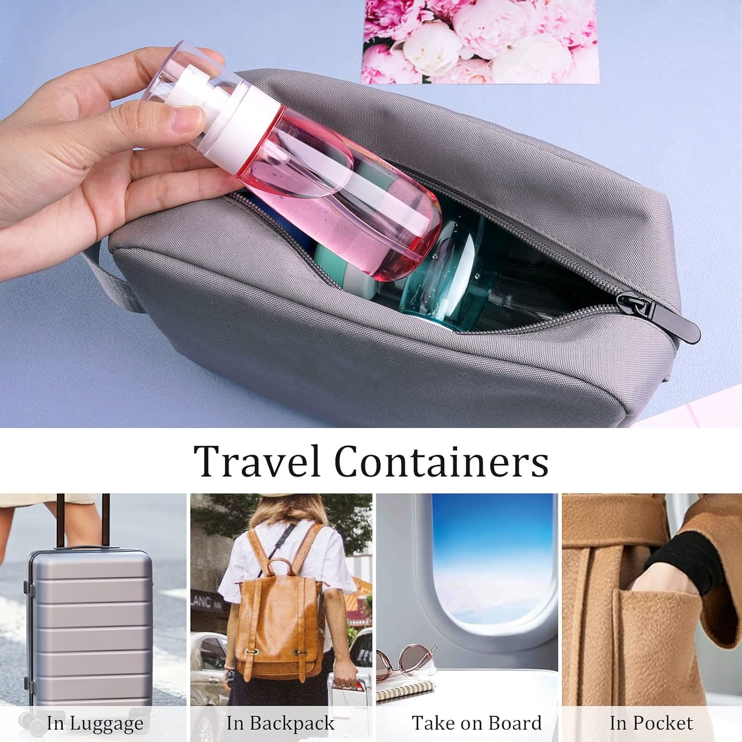 Cosywell Fine Mist Spray Bottle 3.4oz/ 100ml Empty Cosmetic Refillable Travel Containers Plastic Hair Spray Bottle Sprayer for Perfume Skincare Makeup Lotion (8color)