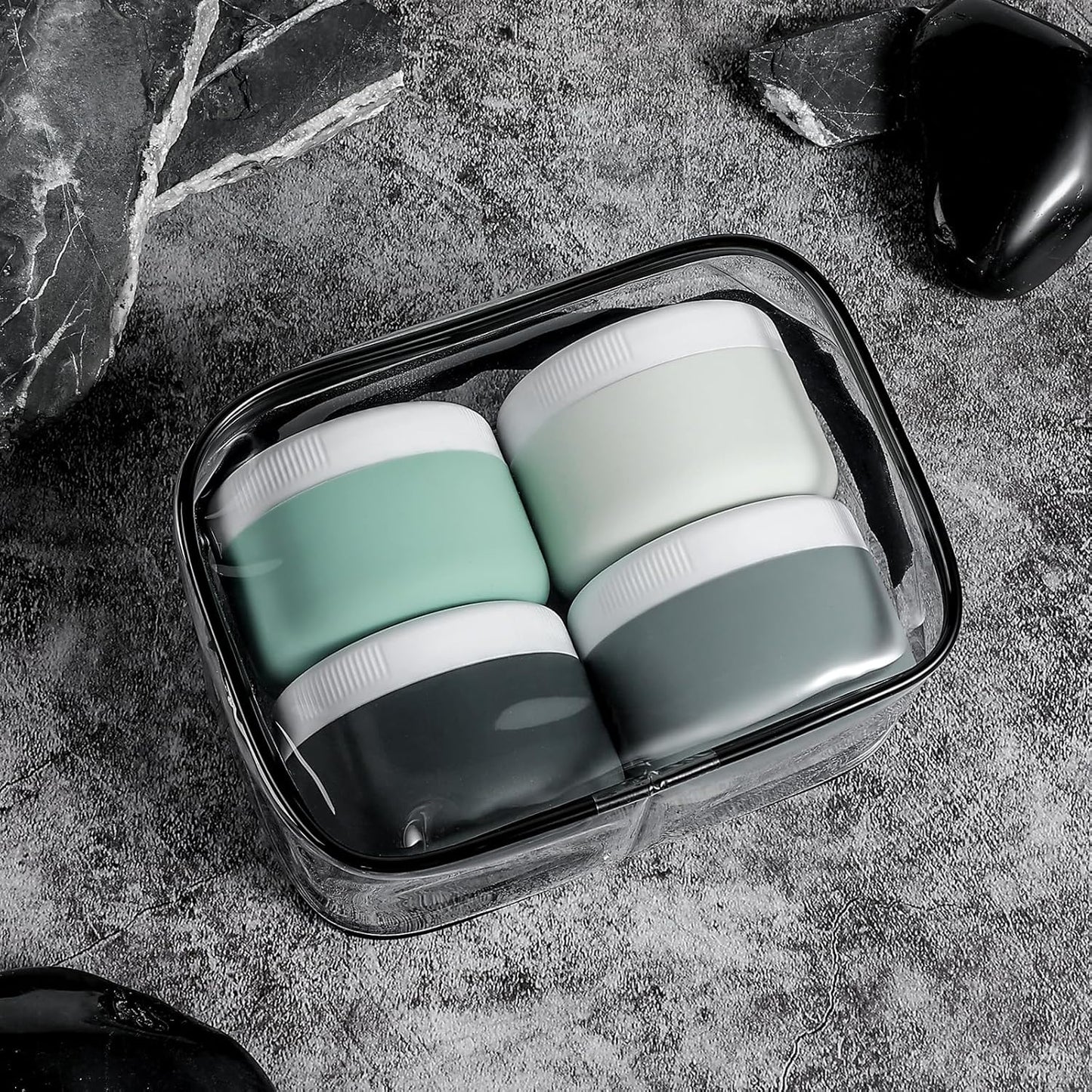 Travel Containers for Toiletries, Silicone Cream Jars BPA-Free, Leak-proof 2oz Travel Size Containers, Portable Size Silicone Jars with Lid for Cosmetic Face Hand Body Cream (4 Pack)