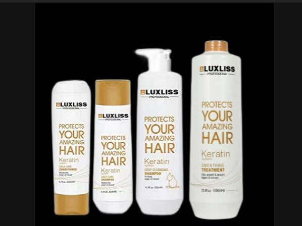 Keratin Smoothing Treatment and Keratin Daily Care Shampoo & Conditioner Set Professional Results Straightens and Smooths Repair Hair