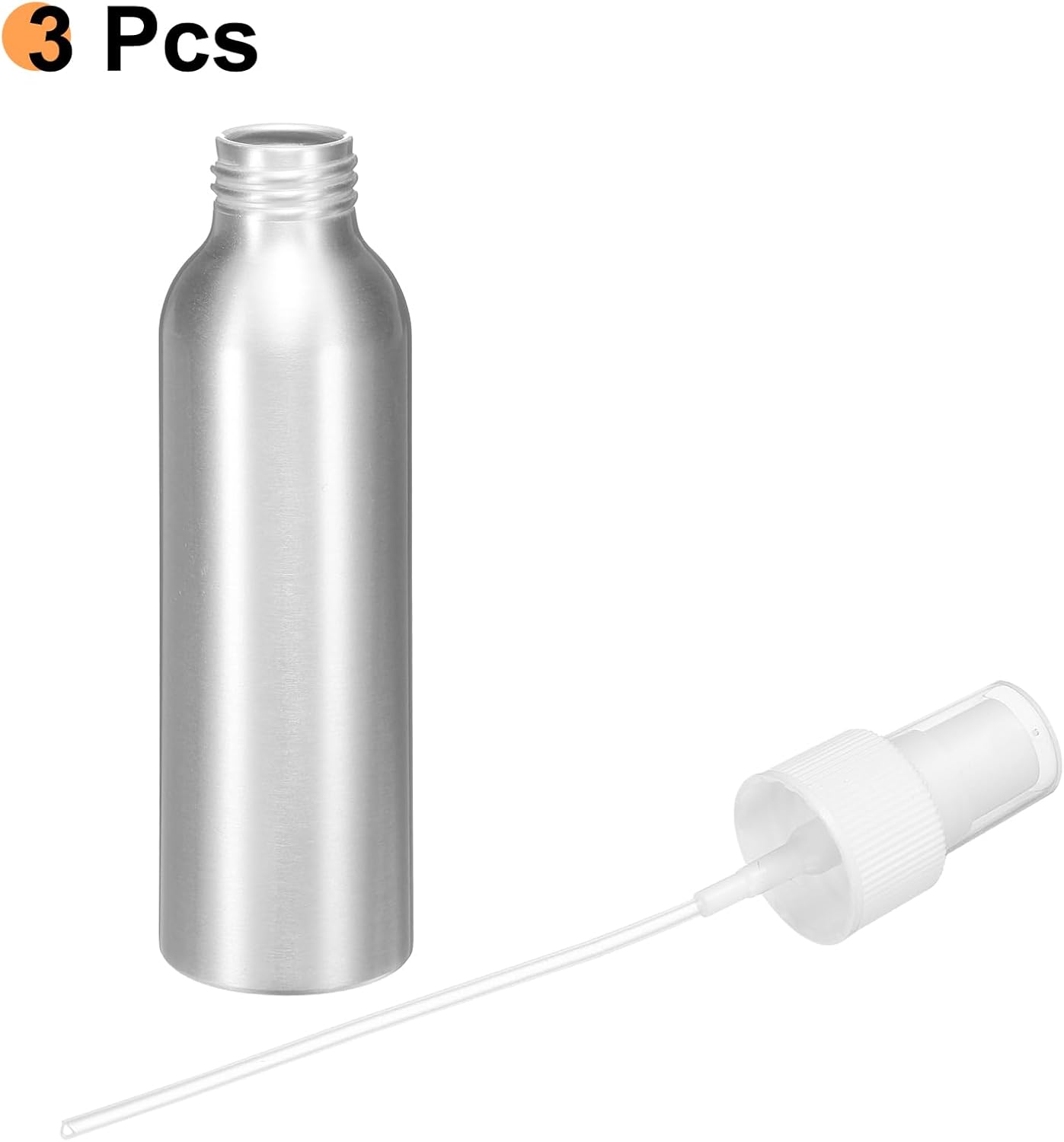 HARFINGTON 3pcs Aluminum Fine Mist Spray Bottles 120ml/4oz Metal Small Liquid Alcohol Refillable Travel Container with White Plastic Nozzle Cap for Perfume Skincare Cosmetic Storage Bottle