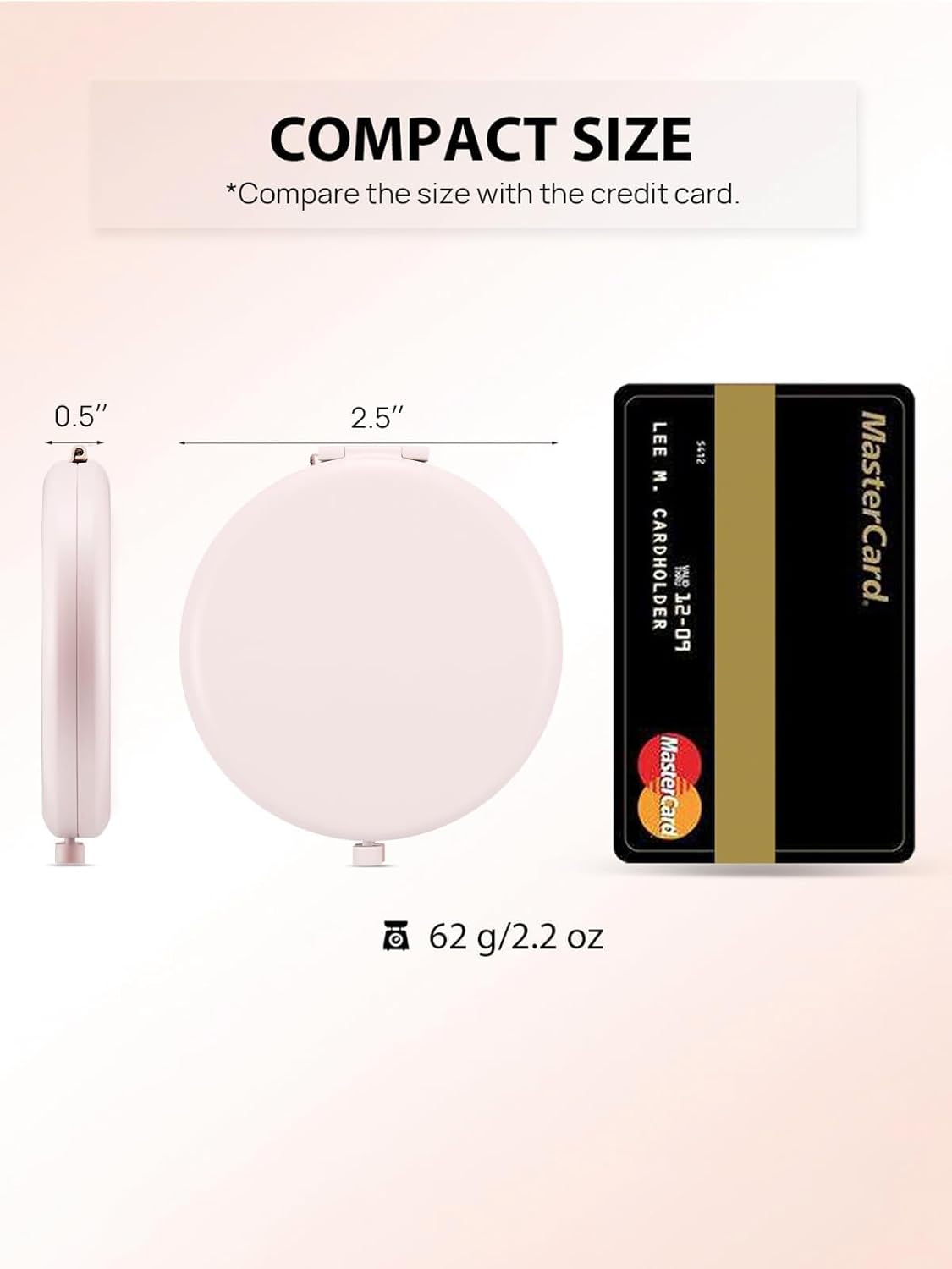 Compact Mirror for Purse, Pack of 6 Double-Sided 1X/2X Magnifying Round Metal Pocket Makeup Mirrors (Round, Pink Marshmallow)