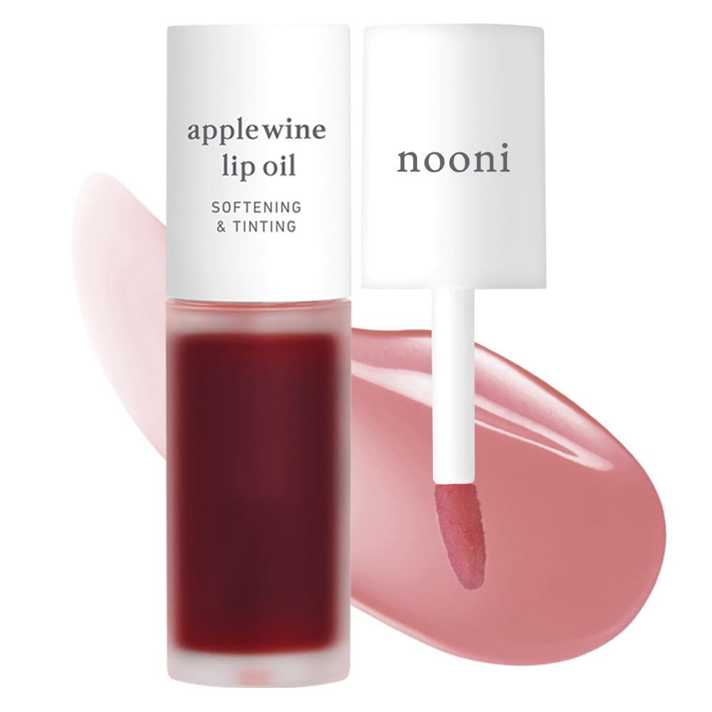 NOONI Korean Lip Oil - Applewine | Long-Lasting, Moisturizing, Plumping, Revitalizing for Dry Lips, Waterproof, No Peel Off, Hydrating, Nourishing Crystal Clear, 0.12 FL Oz