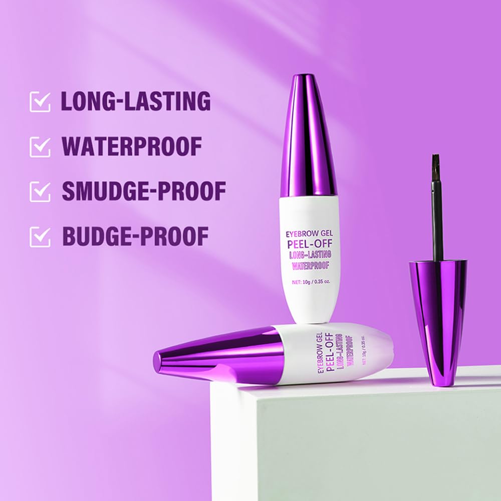 2Pcs Peel Off Eyebrow Tint Gel - Waterproof & Sweatproof All-Day Wear, Transfer-Resistant Tattoo Effect, All Skin Types + Mother’s Day Gift Set, 02#Brown
