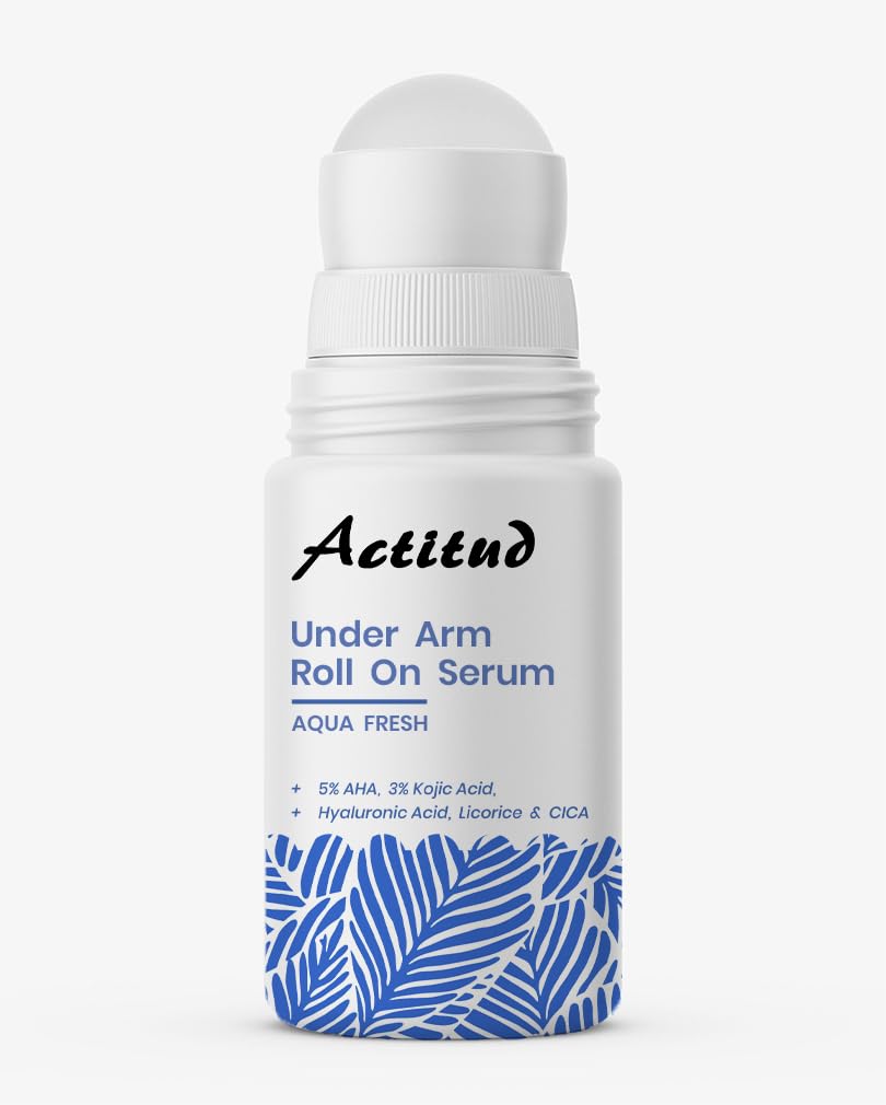 Actitud Underarm Roll On Serum - Roll On Deo for Women & Men with 5% AHA &3% Kojic Acid for Brightening & Odour Control - No Alcohol & Long Lasting Aqua Fresh- 50ml