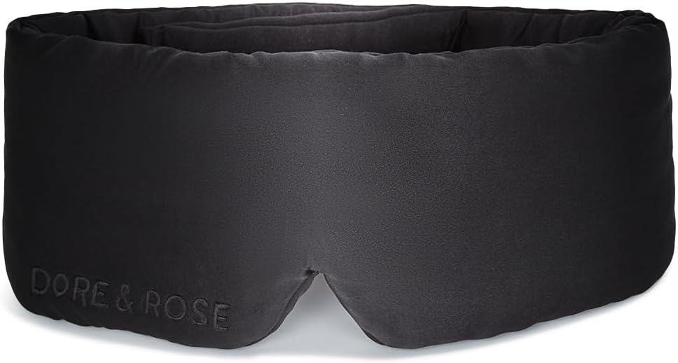 Dore & Rose Deep Sleep Mask Light Blocking, 23 Momme Mulberry Silk Eye Mask, Ultra Soft, Adjustable - Travel Sleeping Mask for Men & Women - Black