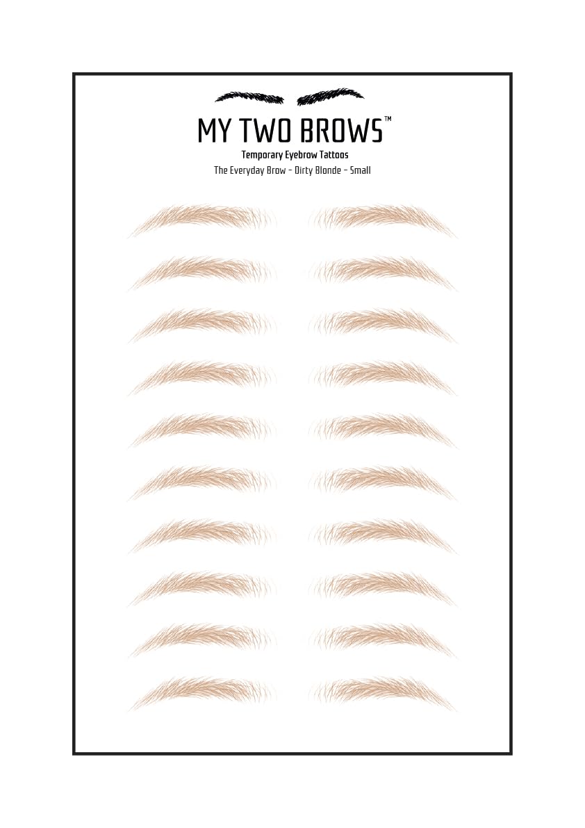 (10 pairs) Dirty Blonde Temporary Eyebrow Tattoo - Small Size - Waterproof & Smudgeproof - Everyday Brow Style Eyebrow Stickers - Sheet Lasts up to 30 Days - Won't Work on Existing Brows
