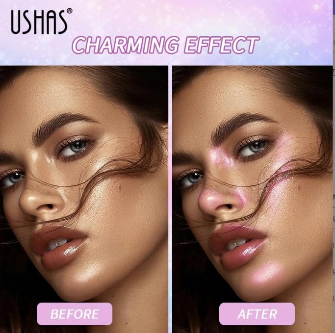 USHAS Body Glitter Spray 3.72 fl.oz - Temporary Body Shimmer Spray for Face, Hair, Clothing, Long Lasting Quick-Drying Shiny for Music Festival Rave (03)