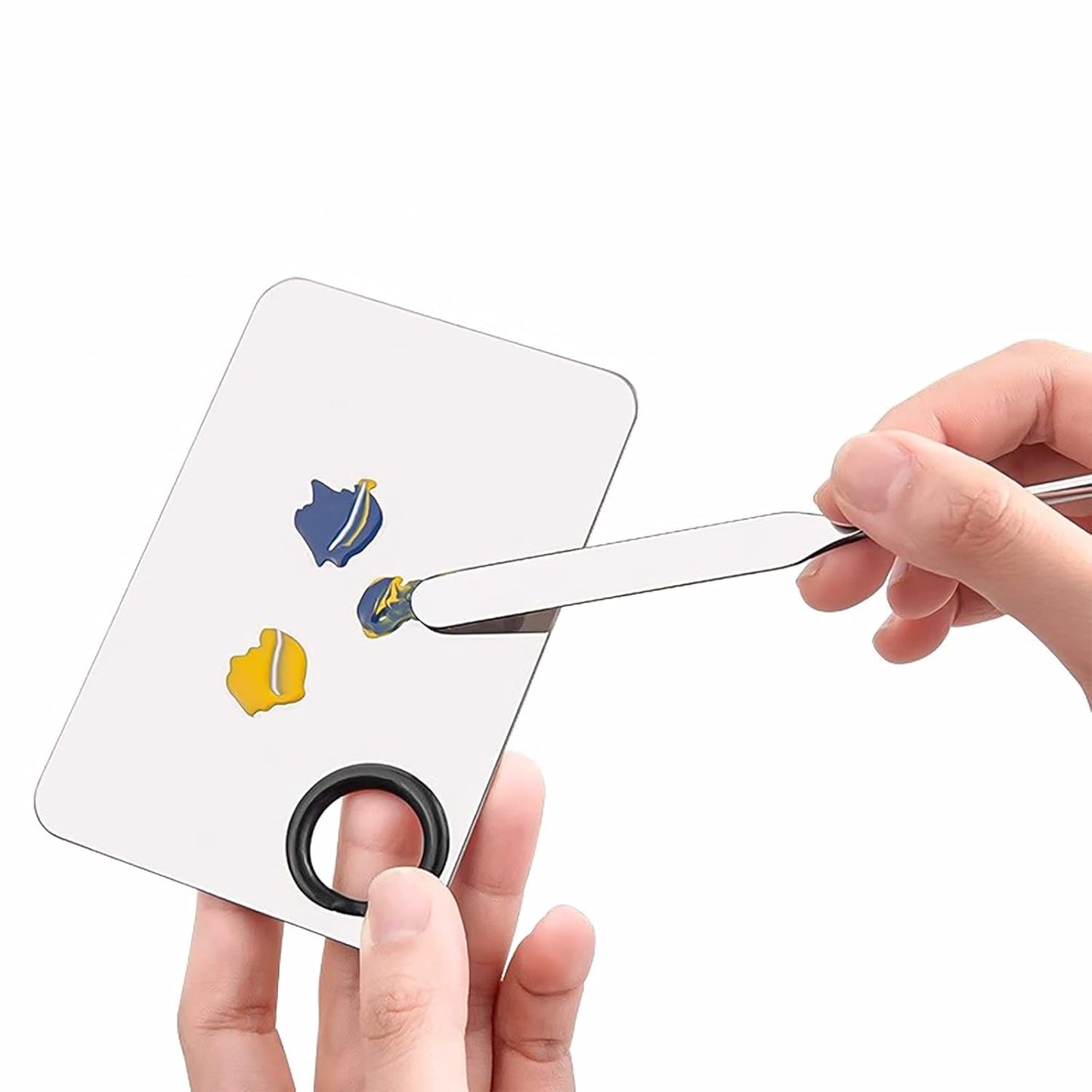 Professional Stainless Steel Makeup Palettes Makeup Spatula set, Makeup Spatula makeup palette Makeup Art Tool For Nail Art Eye Shadow Eyelash Makeup Pigment Blending, with Makeup Powder Puff 2pcs