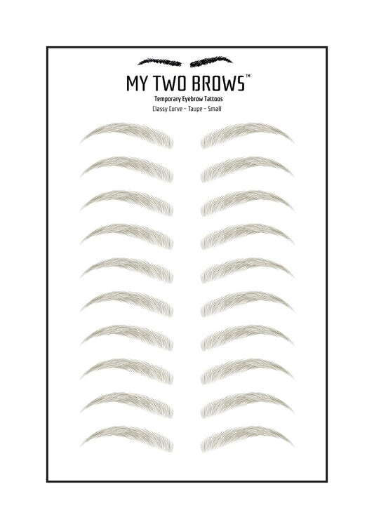 (10 pairs) Taupe Temporary Eyebrow Tattoo - Small Size - Waterproof & Smudgeproof - Classy Curve Style Eyebrow Stickers - Sheet Lasts up to 30 Days - Won't Work on Existing Brows