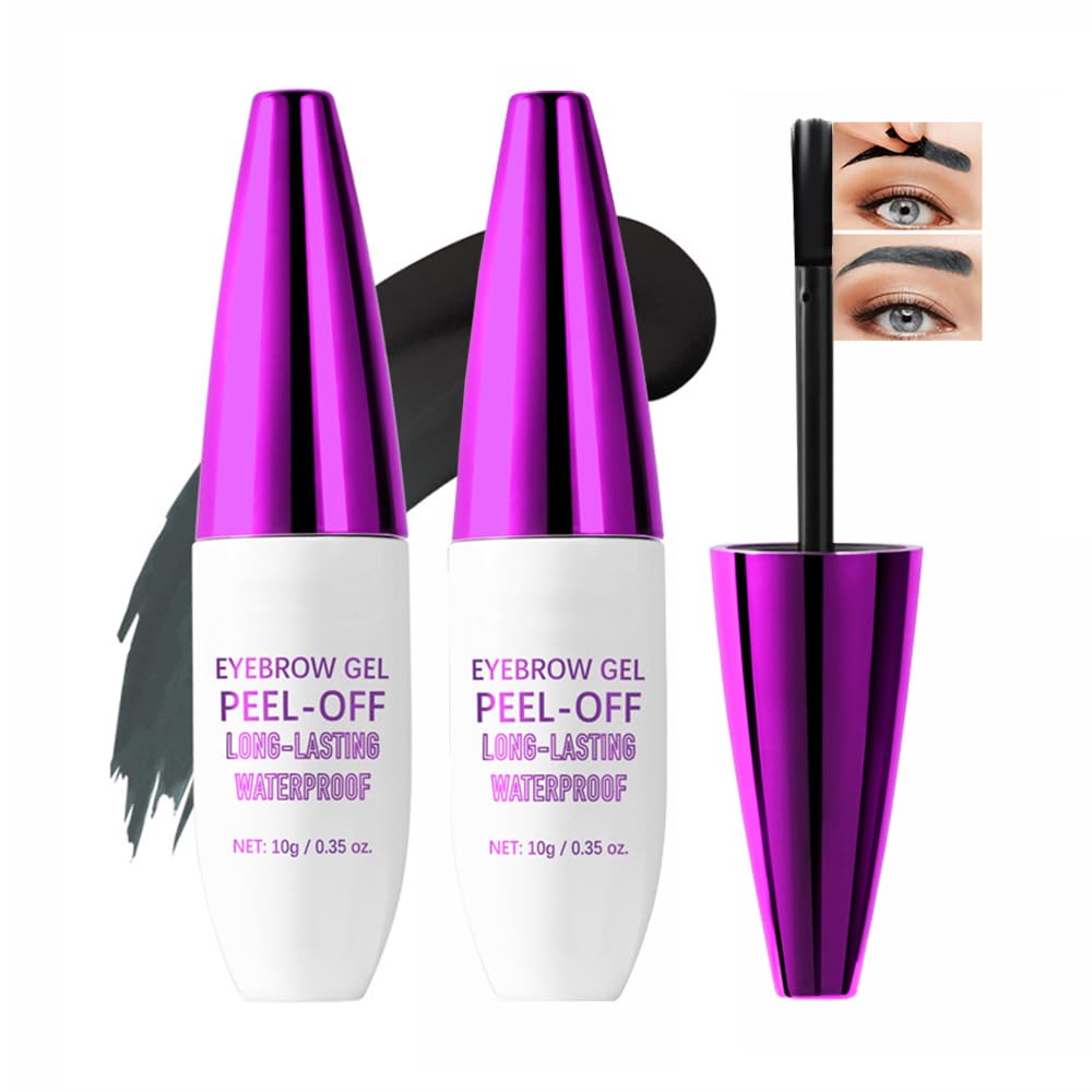2Pcs Peel Off Eyebrow Tint Gel - Waterproof & Sweatproof All-Day Wear, Transfer-Resistant Tattoo Effect, All Skin Types + Mother’s Day Gift Set, 04#Gray Brown
