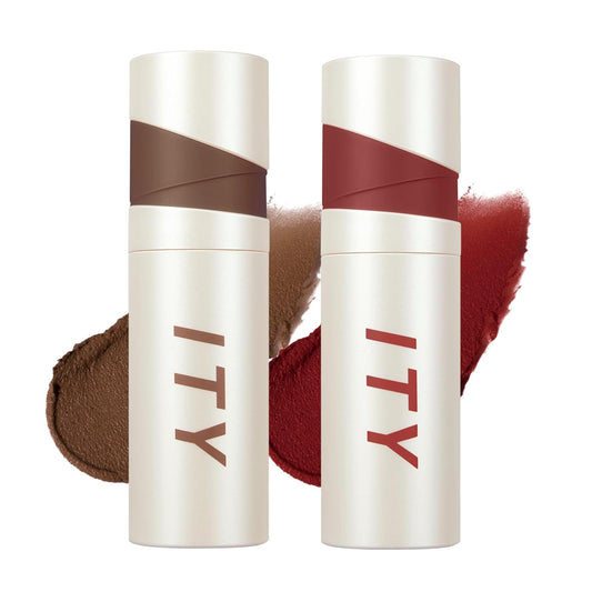 ITY Velvet Matte Finish Lip Stain-Mousse Textured Lip Clay, Red Shade, Conceals Lip Lines, Rich Pigment Lip Tint Lipsticks, 0.14 oz (4g) in Earthy, Ruby.
