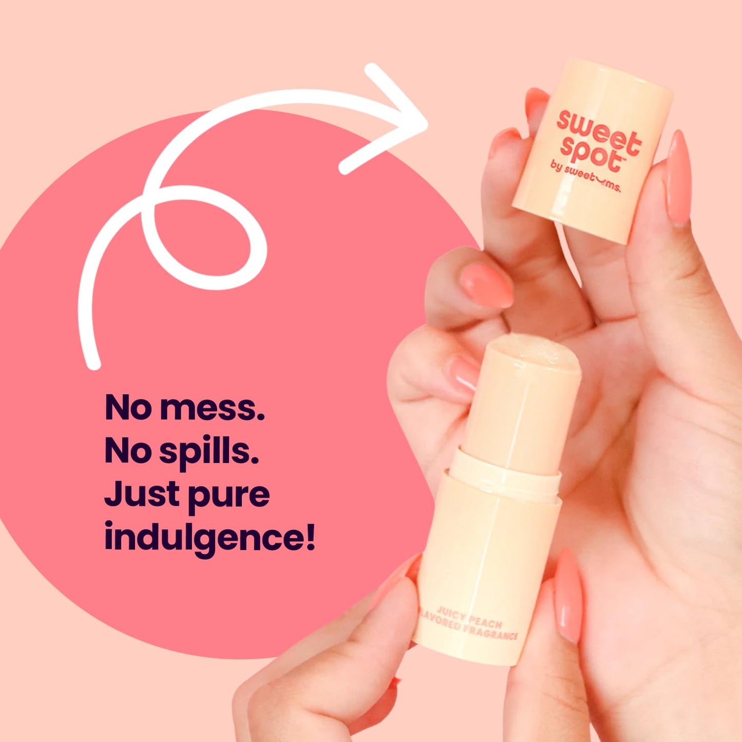 SweetSpot Flavored Solid Perfume Stick, Portable Travel Perfumes for Women, Long Lasting Fragrances, Non Sticky Formula, Natural Ingredients, Fragrance Stick (Peach)