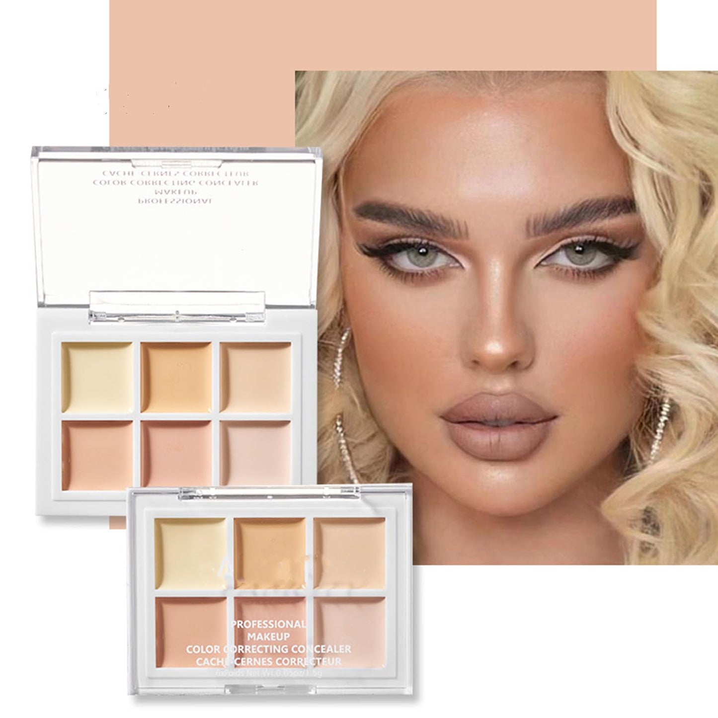 Color Correcting Concealer Palette 6 Colors Lightweight Smooth Correcting Contour Cream Makeup Palette (Color 02)