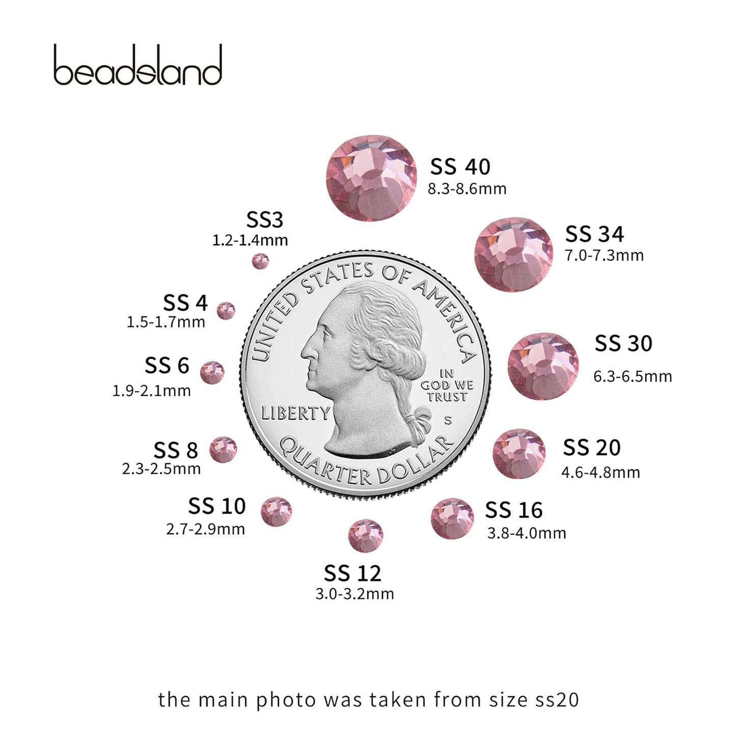 beadsland Flat Back Crystal Rhinestones Round Gems for Nail Art and Craft Glue Fix,Light Purple (2.7-2.8mm) SS10/1440pcs