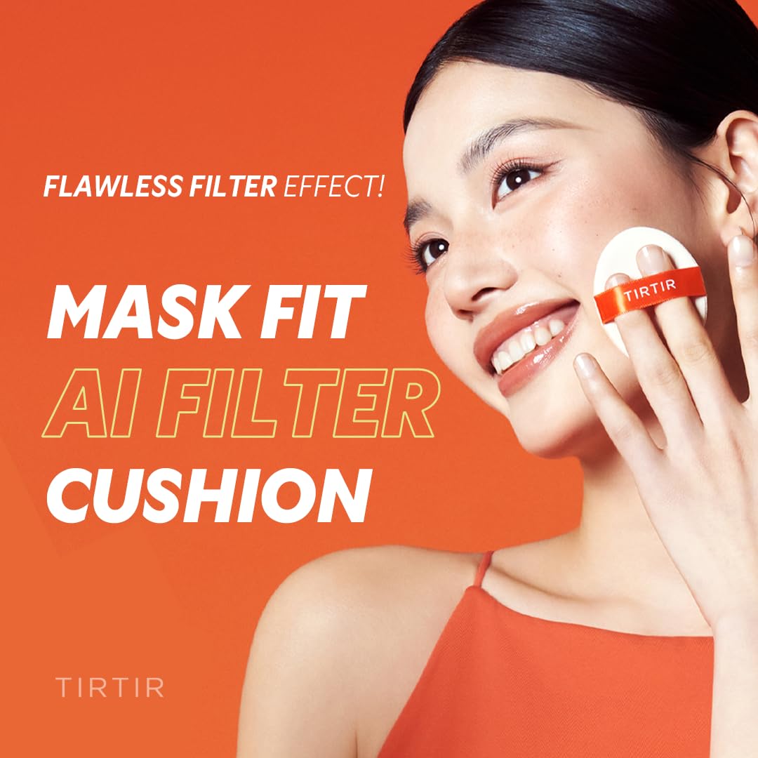 [*Mini Size*] TIRTIR Mask Fit Ai Filter Cushion Foundation | AI-Like Semi-Matte Finish - Up to 72-Hour Medium to Full Coverage Korean BB Cushion Make up Beauty, #25N Mocha, 0.15 Fl Oz