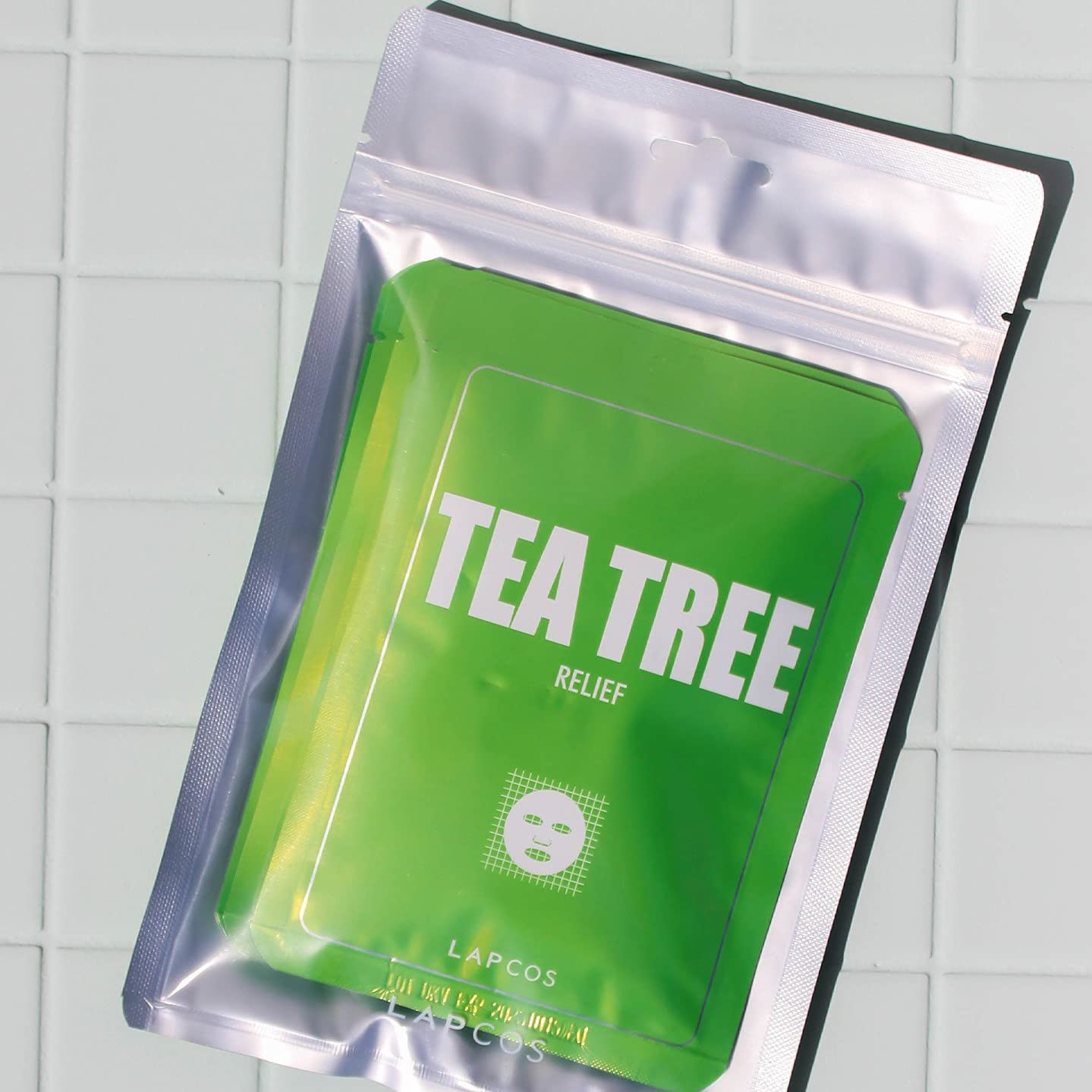 LAPCOS Tea Tree Sheet Mask, Daily Soothing Face Mask, Treats Acne & Clears Pores, Korean Beauty Favorite, 5-Pack