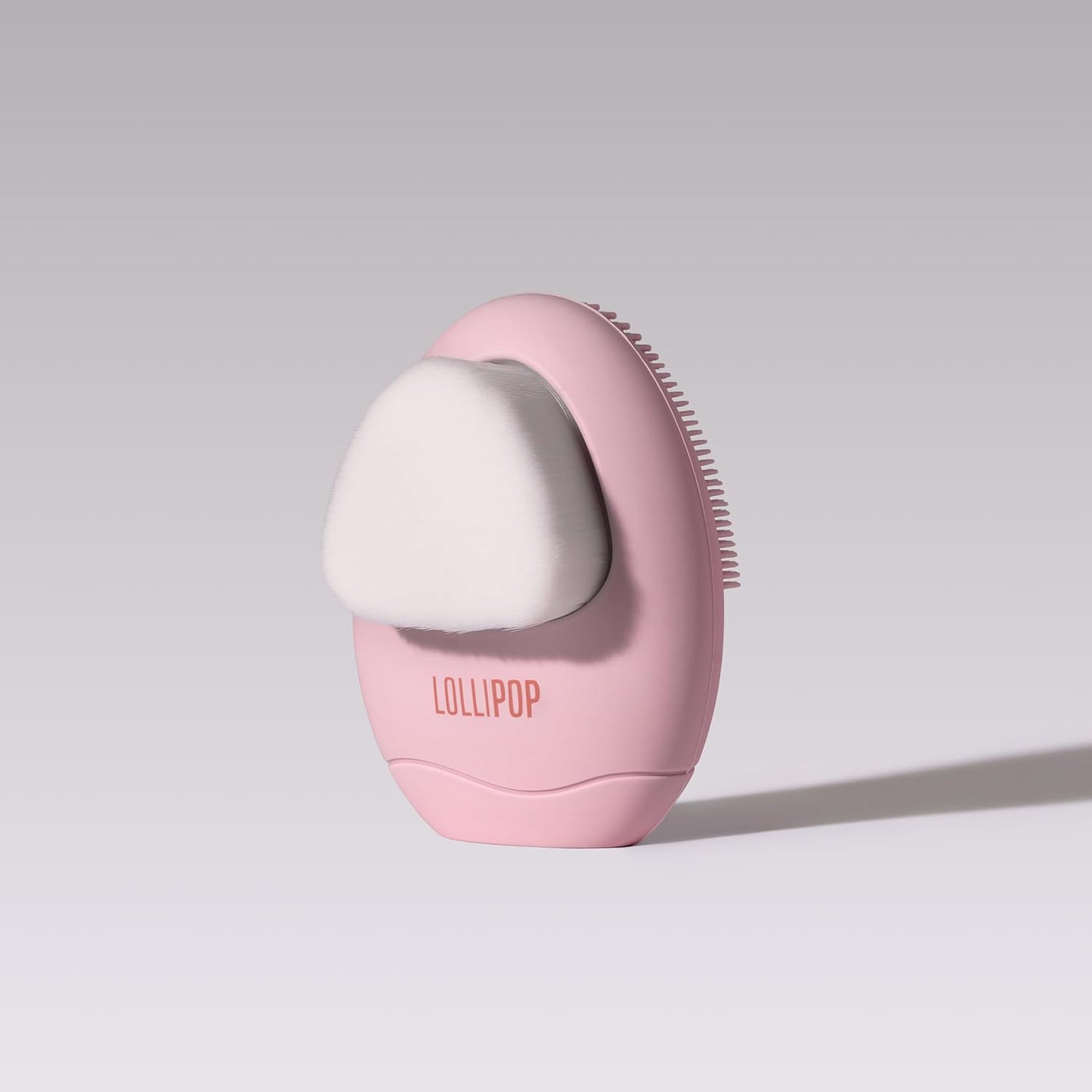 LOLLIPOP Dual-Sided Facial Cleansing Brush | Palm Size Silicone Face Exfoliator and Soft Fiber Cleanser | Manual Face Scrubber for Pores, Makeup Removal, Blackhead and Skincare Routine, Bubblegum