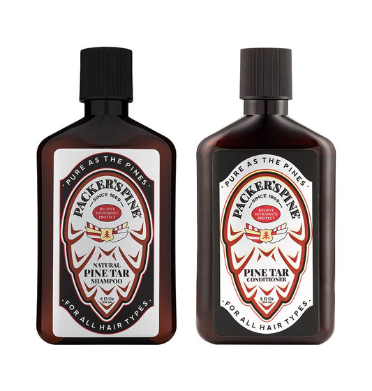 Packer's Pine Tar Hair Care Bundle: Men's Shampoo & Conditioner | Natural Pine Tar & Oils | Soothing, Adventure-Inspired Formulas for Itchy, Dry Scalp & Outdoor Relief