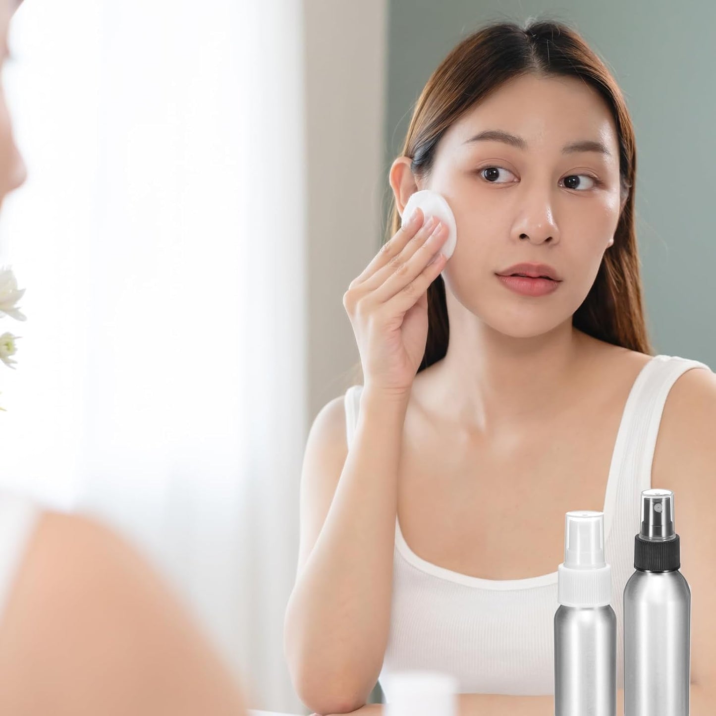 HARFINGTON Aluminum Fine Mist Spray Bottles 250ml/8.5oz Metal Small Liquid Alcohol Refillable Travel Container with White Plastic Nozzle Cap for Perfume Skincare Cosmetic Storage Bottle