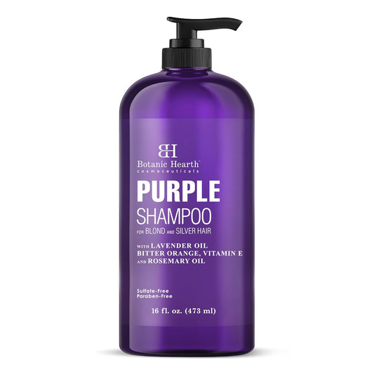 Botanic Hearth Purple Shampoo 16 Fl Oz | For All Shades Of Blonde, Silver & Gray Hair | With Lavender Oil, Vitamin E & Rosemary Oil | Sulfate & Paraben Free