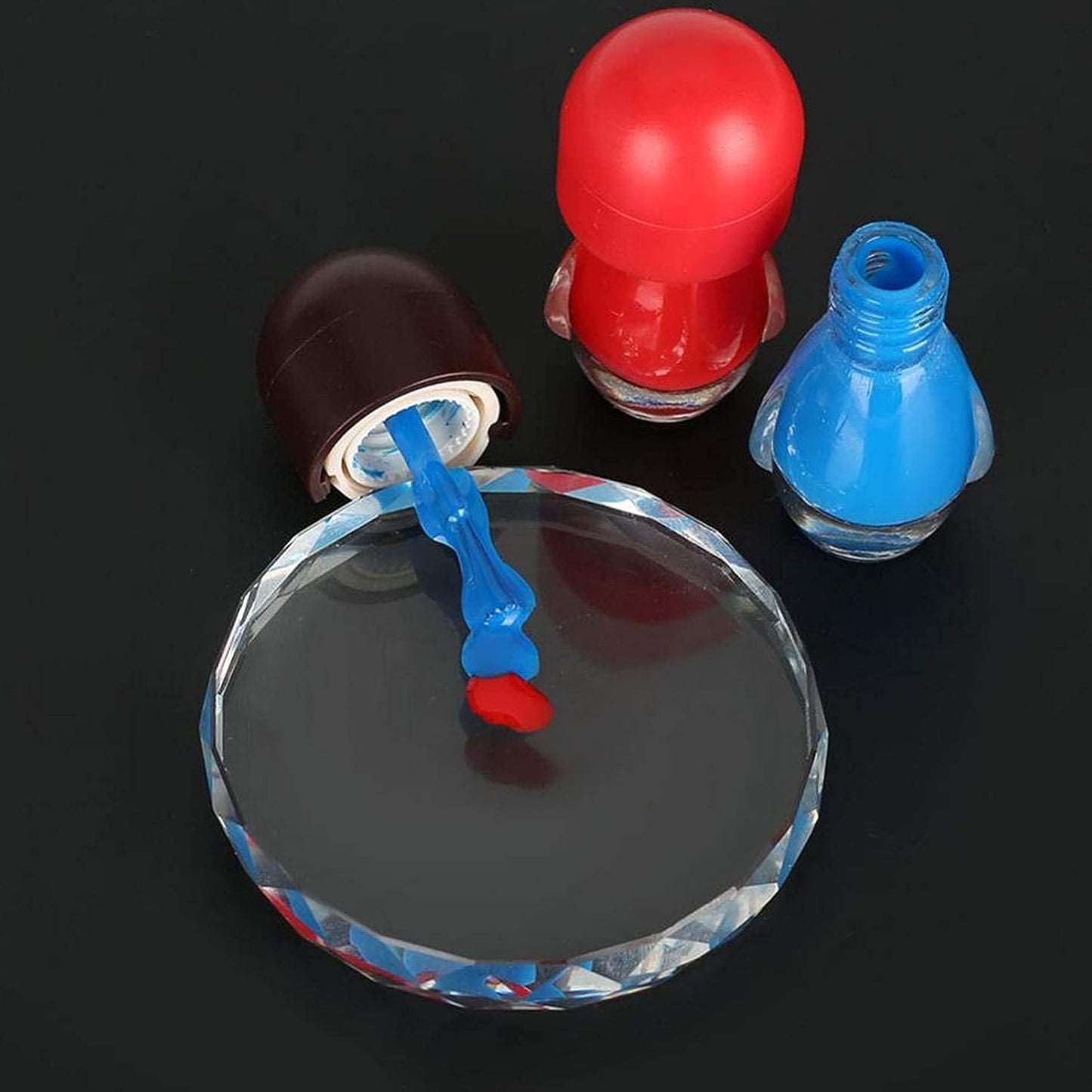 Nail Palette Board, Nail Art Palette,2PCS/set Nail Art Palettes Color Mixing Toning Glass False Eyelash Glue Hold Makeup Pallet for Acrylic Manicure