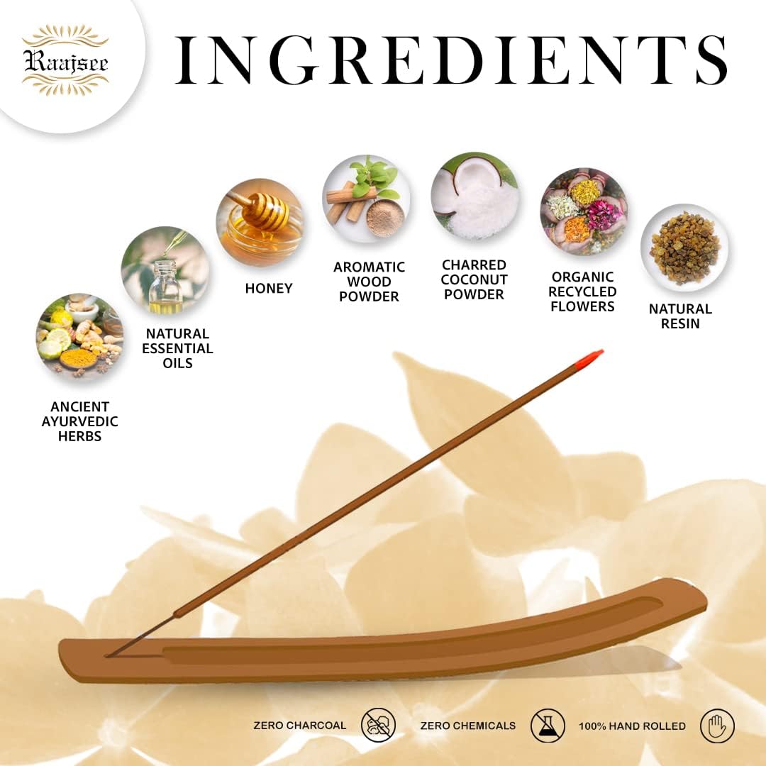 Raajsee Sandalwood Incense Sticks 100 Gm Pack-100% Pure Organic Natural Hand Rolled Free from Chemicals-for Church,Aroma Therapy,Relaxation,Meditation & Sensual Therapy