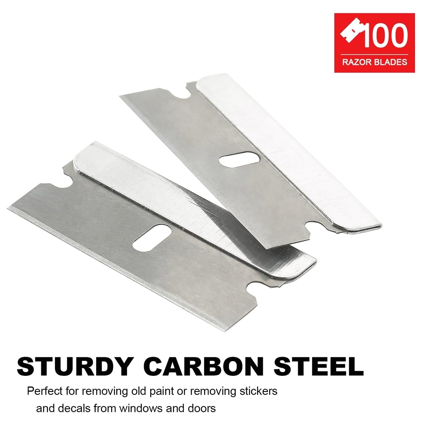 Great Andrew Single Edge Razor Blades, 100 Pack Straight Edge Razor Blade, Safety Blade Refills, Blade Scraper for Box Cutting, Crafts, DIY, Heavy Duty & Industrial Use