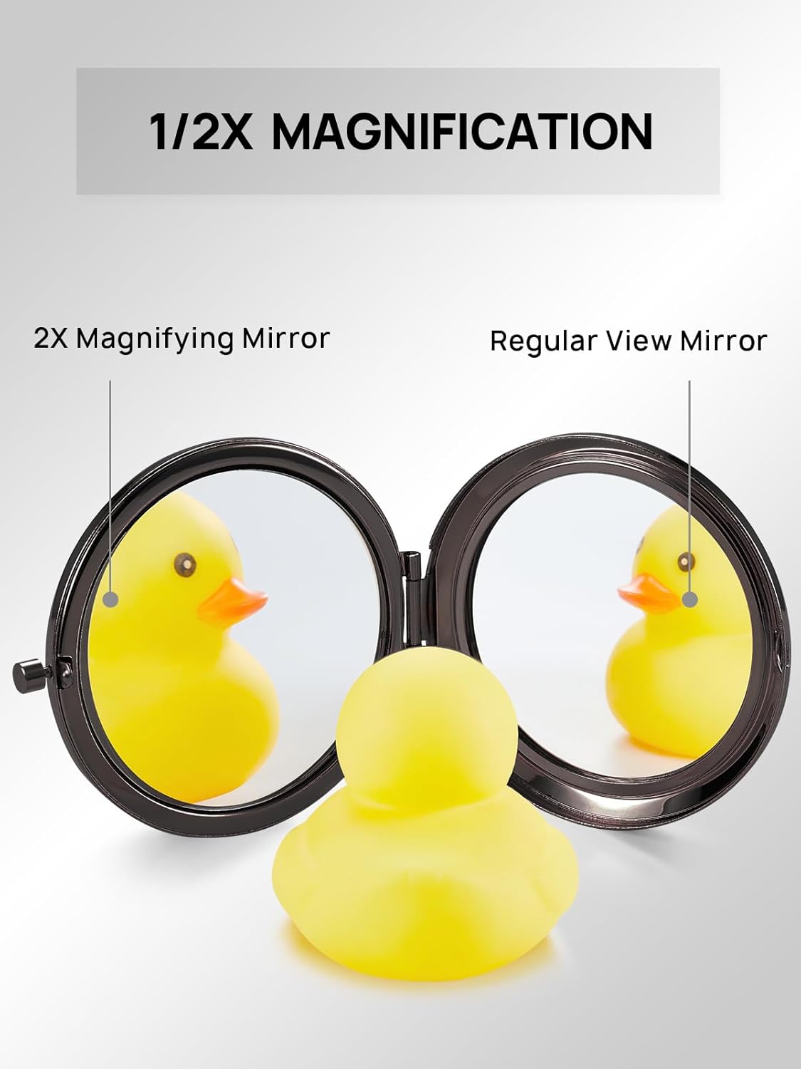 Compact Mirror Bulk, Set of 2 Double-Sided 1X/2X Magnifying Purse Pocket Makeup Mirrors(Round, Rose Gold and Black)