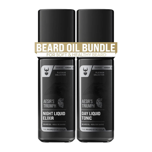 The Beard Struggle Tonic + Elixir Beard Oil Bundle - Platinum Collection - Grooming Beard Oil - Softens, Moisturizers, and Strengthens Beard Growth - Pack of 2, Aesir's Triumph