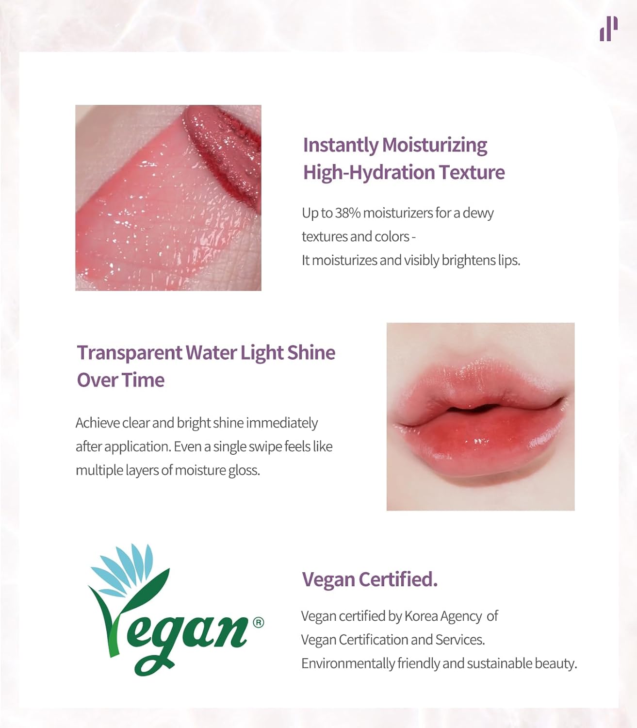 Heart Percent Dote On Mood Pure Glow Tint, Watery & Lightweight Moisturizing Lip Stain Long Lasting Liquid Lipstick 6.8g, #06. Mood Beige