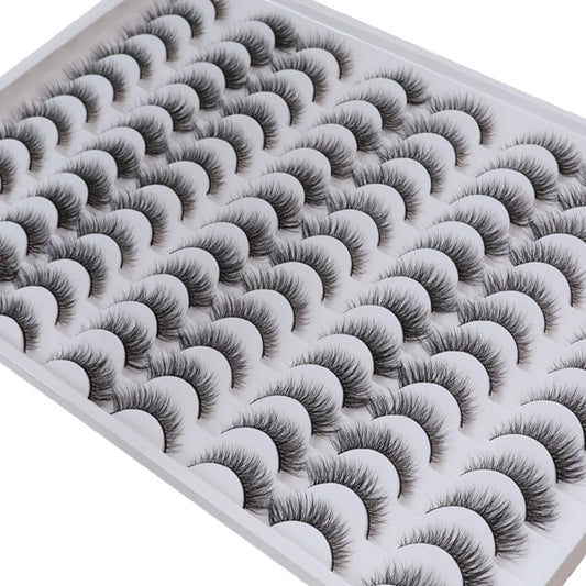 False Eyelashes 48 Pairs Faux Mink Lashes 14mm Wispy Lashes 3D Fluffy Cat Eye Lashes Pack Bulk Wholesale Strip Lashes(style 48-019)
