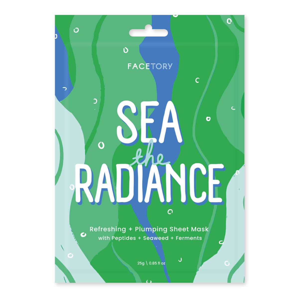 FACETORY K Beauty Face Mask Skin Care - SEA THE RADIANCE PLUMPING Sheet Mask with Peptides & Seaweed Extract | Hydrates, Firms, Rejuvenates (5 Pack)
