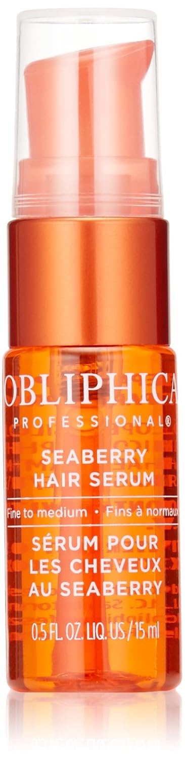Obliphica Seaberry Leave in Hair Serum for Fine & Medium Hair - Vitamins and Omegas for Frizz Free & Nourished Hair - Hair Serum for Dry Hair and Growth - 0.5 Fl Oz