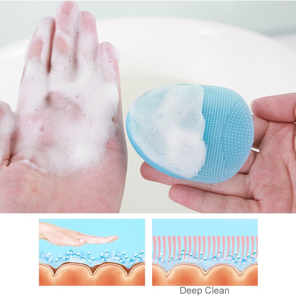 INNERNEED Super Soft Silicone Face Cleanser and Massager Brush Manual Facial Cleansing Scrubber Handheld Wash Pad for Sensitive, Delicate, Dry Skin (Pack of 4)