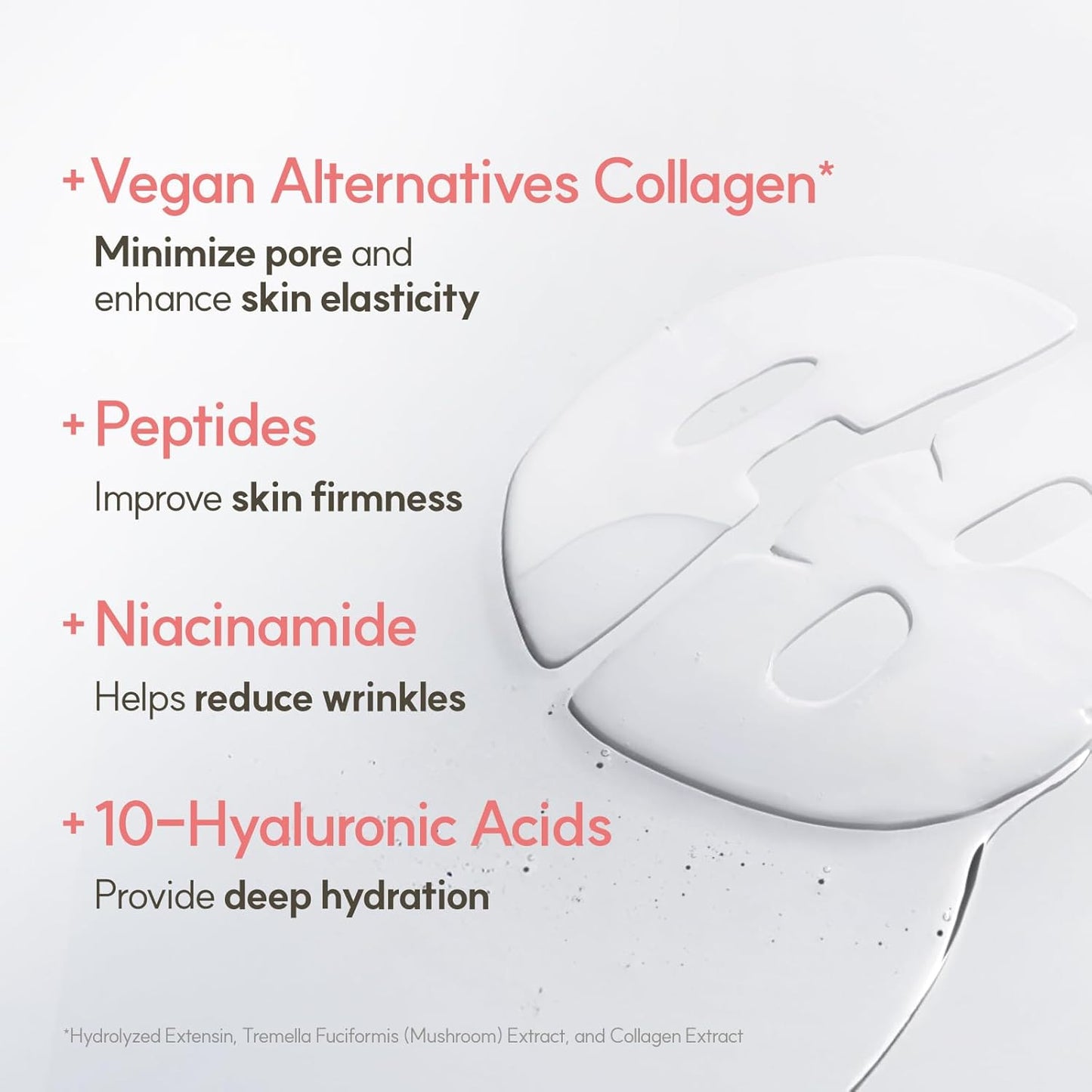 THE FACE SHOP Original Vegan Collagen Face Mask, Korean Glass Skin Essential, Peptide Hydrogel Mask for Firming & Skin Elasticity, Moisturizing, 4EA