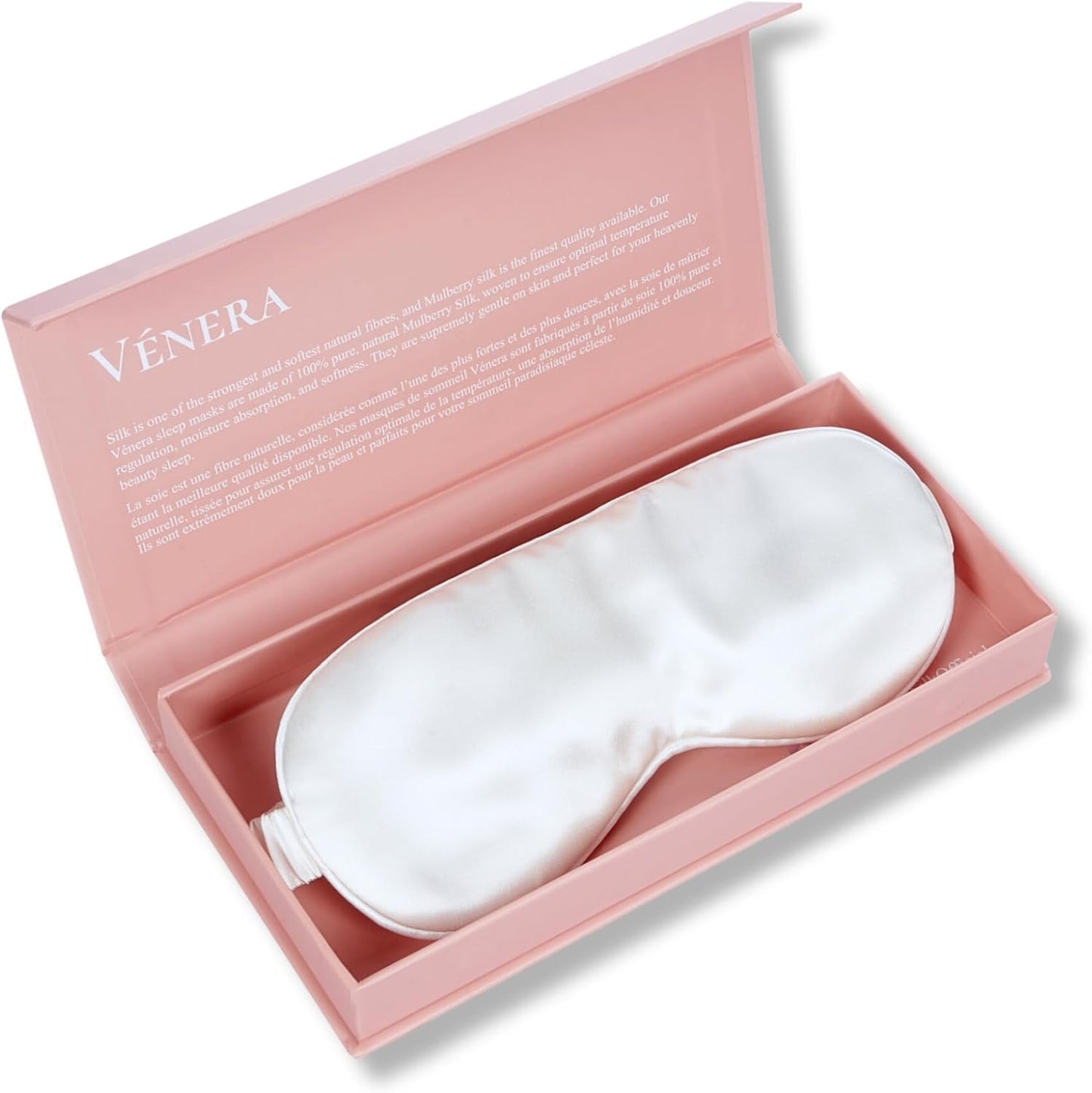 Silk Sleep Mask - 100% Pure 22 Momme Mulberry Silk Eye Sleeping Mask for Women and Men - Blackout Eye Mask for Sleeping (White)