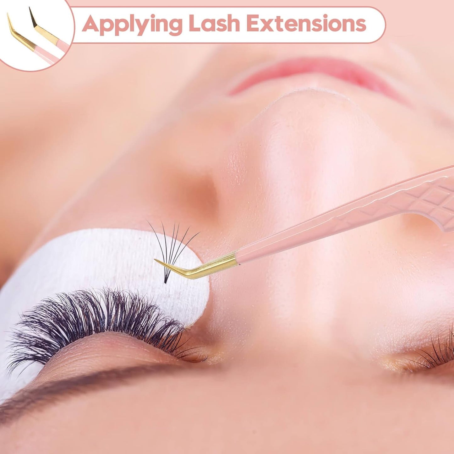 Ms.Queen Tweezers for Lash Extensions,Precision 45 Degree Lash Tweezers for Volume Classic Lashes Premade Fans