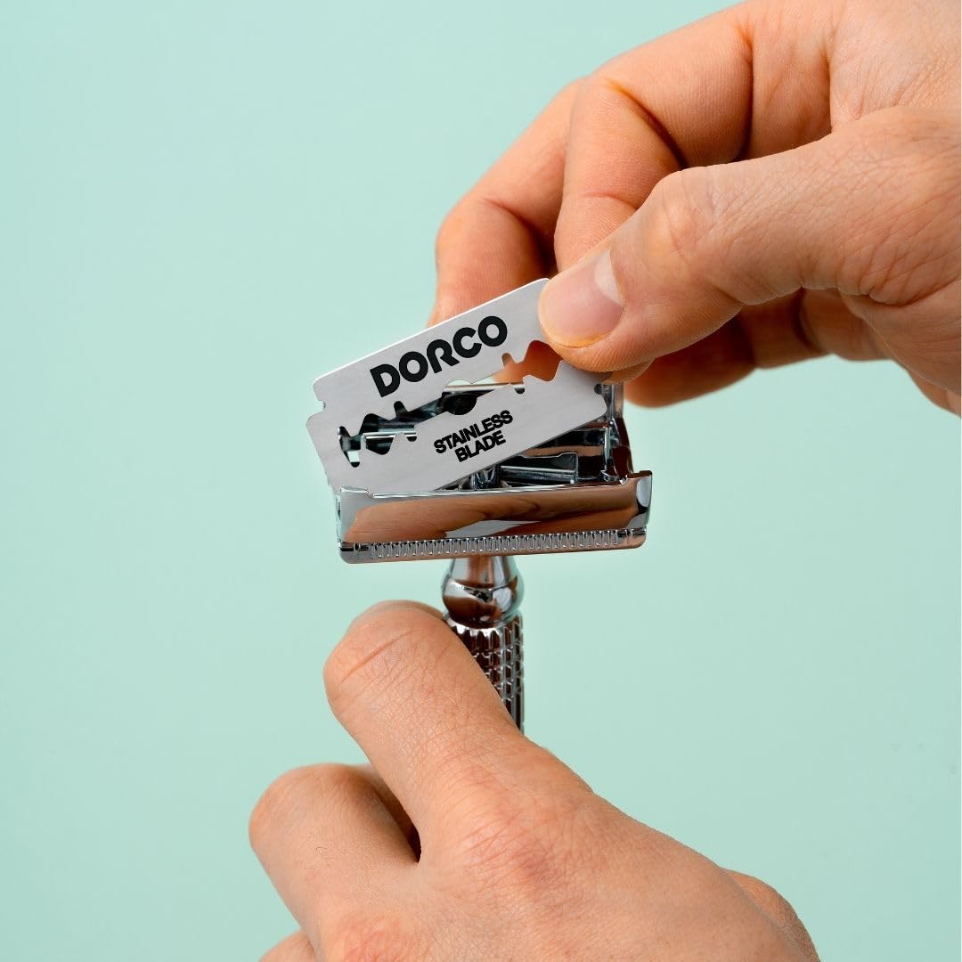 Dorco ST300 Platinum Extra Double Edge Razor Blades 500 Count, Premium Stainless Steel Shaving Blades, Super Sharp for Smooth, Precise Shave