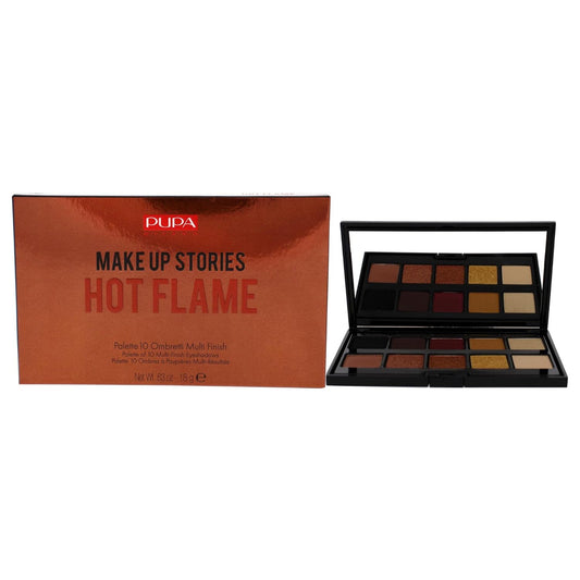 Pupa Milano Make Up Stories Eyeshadow Palette 002 Hot Flame - 10-Shade Shadow Collection with Matte, Satin, and Metallic Color Options - High Pigment Formula - Soft, Blendable Texture - 0.63 oz