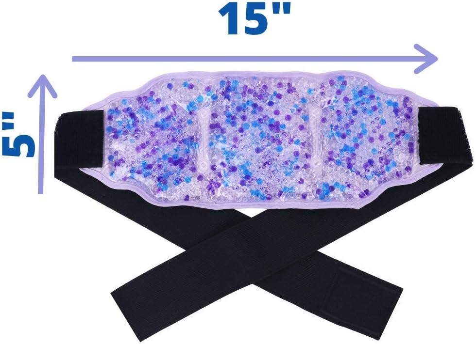 Premium Hot Cold Gel Bead Ice Pack by FOMI Care | Cool Compress for Lower Back, Shoulder, Knee, Bicep, Stomach | Coccyx, Sciatica, Tailbone Pain Relief | Flexible, Reusable Heating Pad | (Purple)