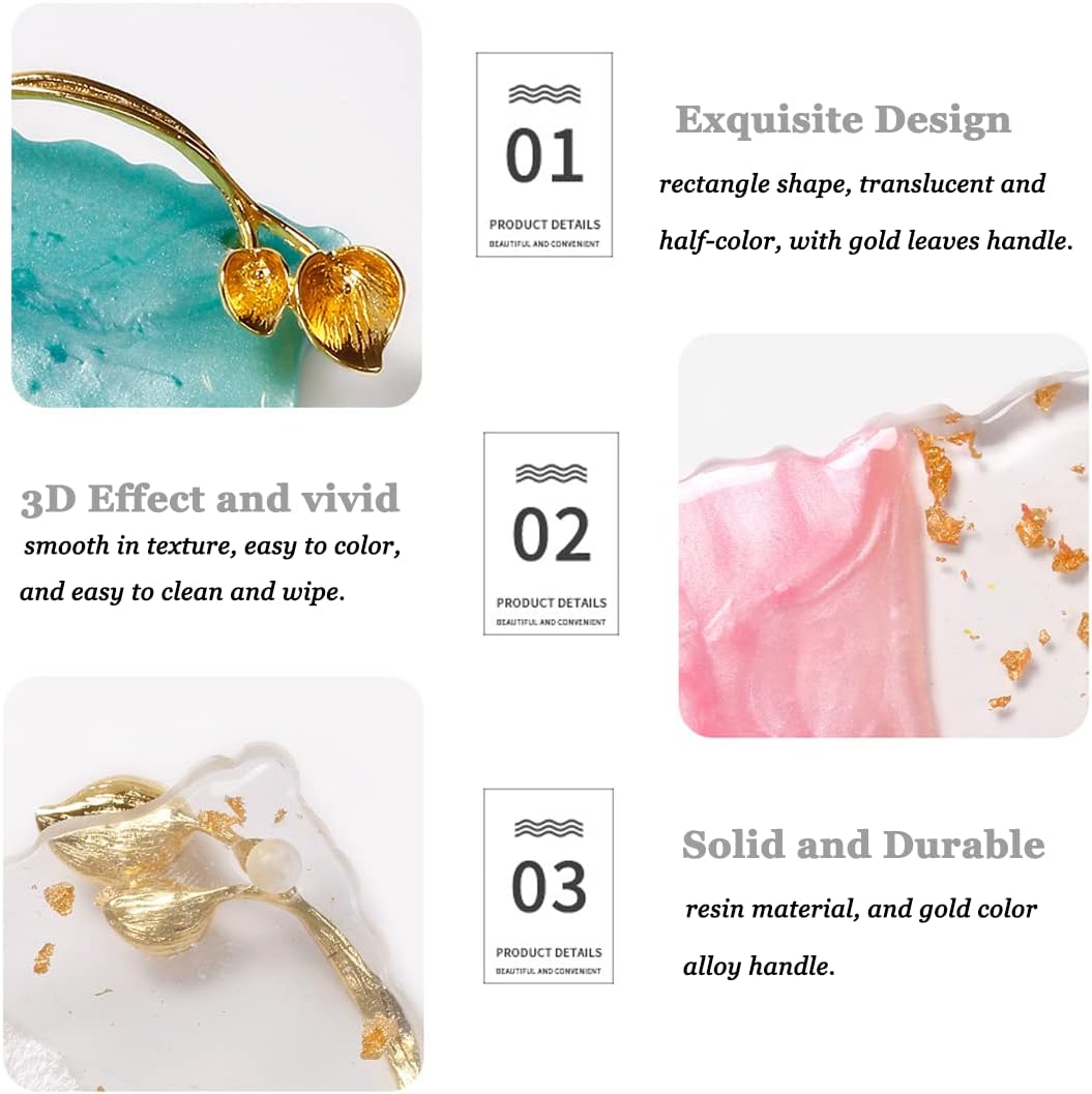 2023 Retro Nail Art Palette, Nail Painting Mixed Color Palette with Leaves Handle, Nail Holder Gel Color Makeup Display Board Pallet (Pink)