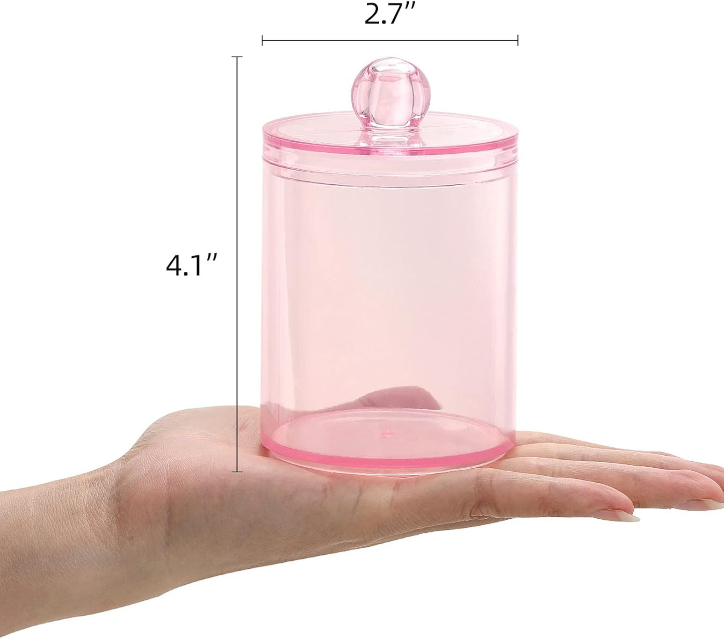 Tbestmax 3 Pack Cotton Swab Ball Pad Holder, 10 Oz Qtip Apothecary Jar Pink Makeup Organizer, Bathroom Containers Dispenser