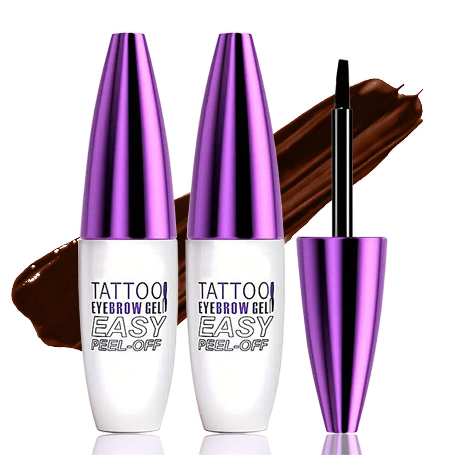 Peel Off Tattoo Brow Tint Gel - 2pcs Brown Eyebrow Kit, Waterproof, Transfer-Proof & Sweatproof, Quick Peel Formula for Natural Fuller Brows, Mother’s Day Gifts for Women All Skin Types