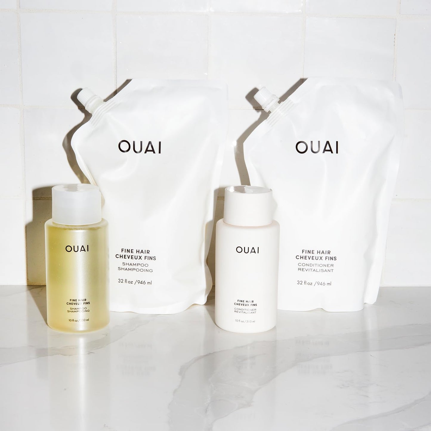 OUAI Fine Shampoo - Volumizing Shampoo with Strengthening Keratin, Biotin & Chia Seed Oil for Fine Hair - Delivers Clean, Weightless Body - Paraben, Phthalate & Sulfate Free Hair Care (10 Fl Oz)