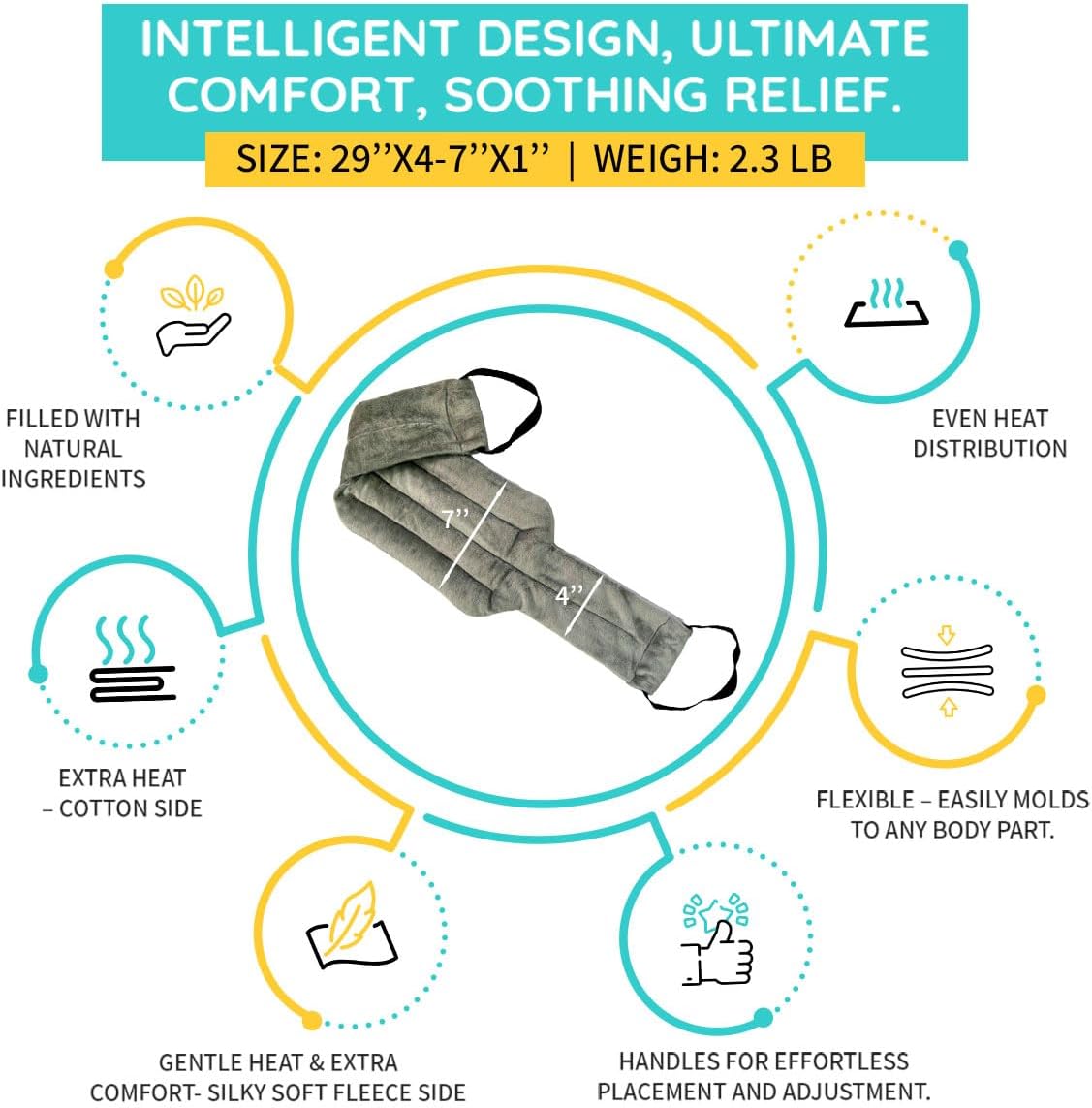 Microwavable Heating Pads For Neck Pain Relief, Back Pain, Shoulder Pain Relief - Microwave Heating Pad For Cramps And Muscle Relief, Hands- Free Heat Pack For Tense Muscle - 1 Pack - Lavender Scented